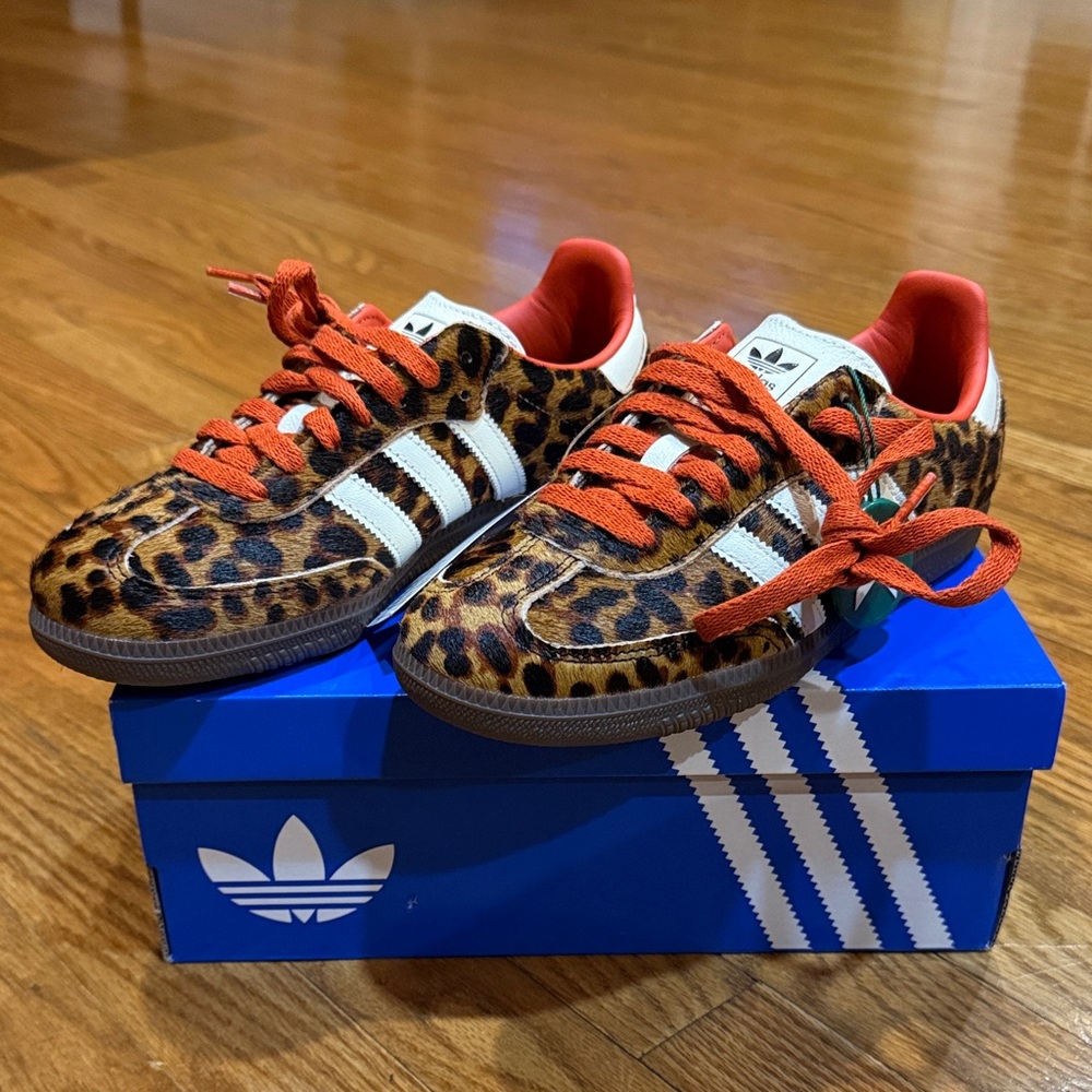 Limited Edition Adidas Leopard Samba’s with Red Laces…Never worn/Not used